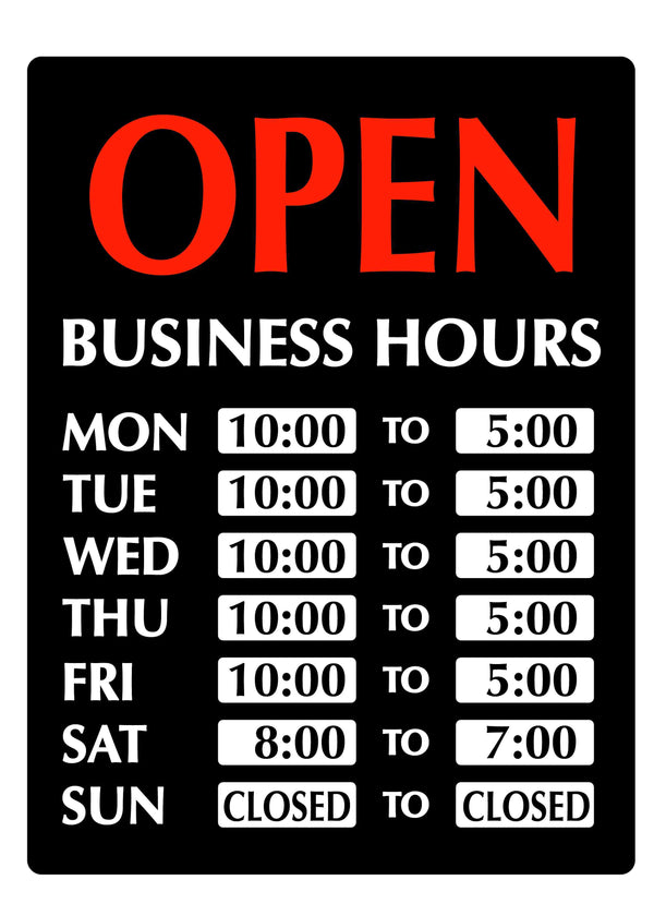 Newon 13" x 18" Vertical LED Open Sign with Business Hours