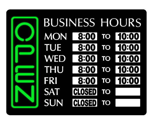 Pro-Lite 17" x 13" Horizontal LED Open Sign with Business Hours
